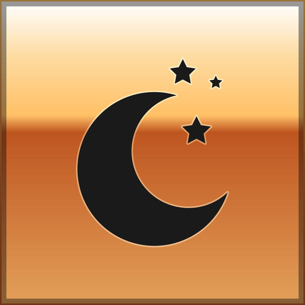 Luna Nera e le stelle icona isolata su sfondo oro. Illustrazione vettoriale
 - Vettoriali, immagini