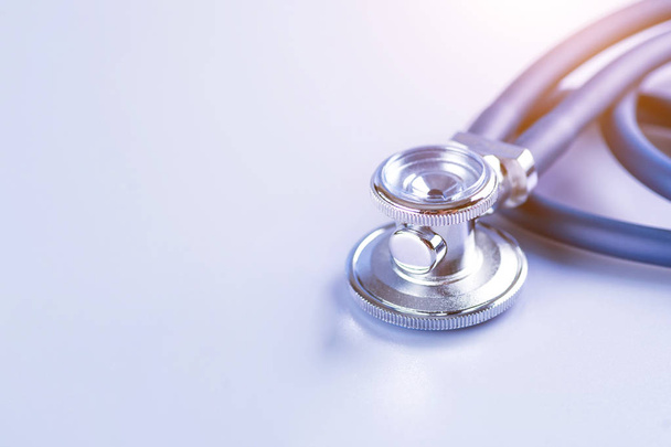 Medical concept image. Stethoscope on white background close up. - Foto, afbeelding