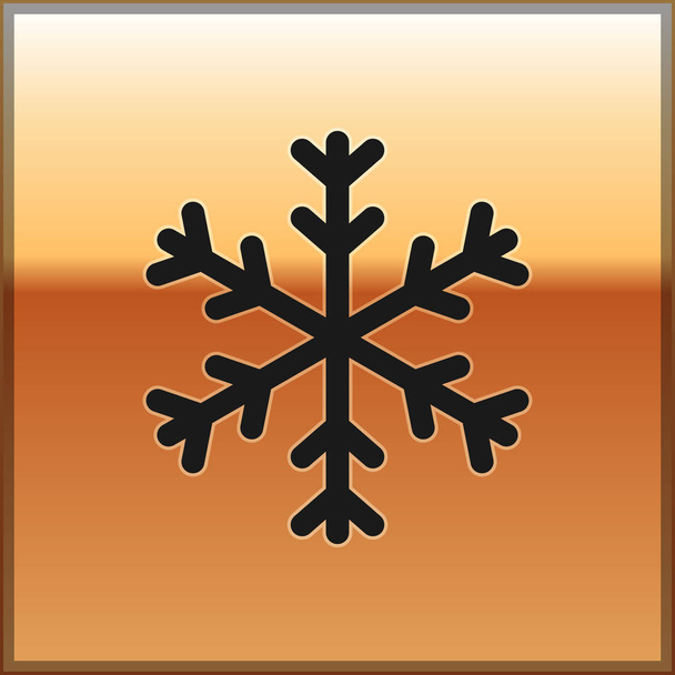 Fekete hópehely ikon elszigetelt arany háttér. Vektorillusztráció - Vektor, kép