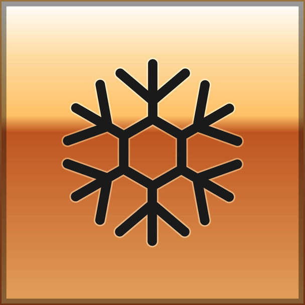 Black Snowflake icon isolated on gold background. Vector Illustration - Vector, Image
