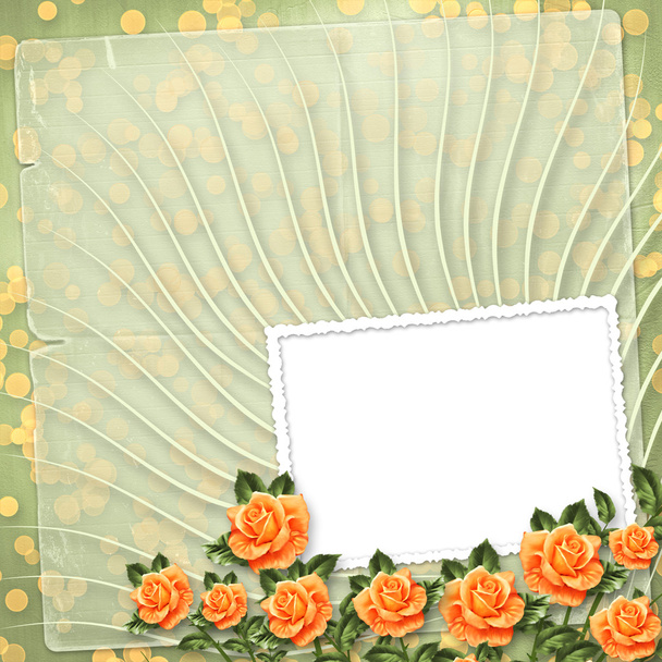 Grunge paper with painting rose - Φωτογραφία, εικόνα