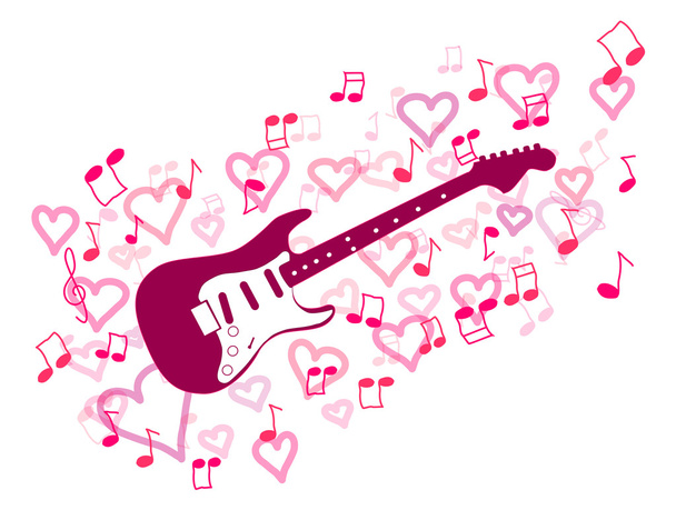 κιθάρα και καρδιά - Διάνυσμα, εικόνα