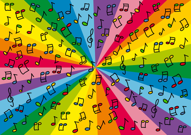 Colorful music notes background illustration - Vector, Image