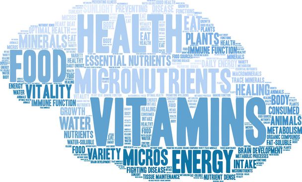 vitamines word cloud  - Vector, afbeelding
