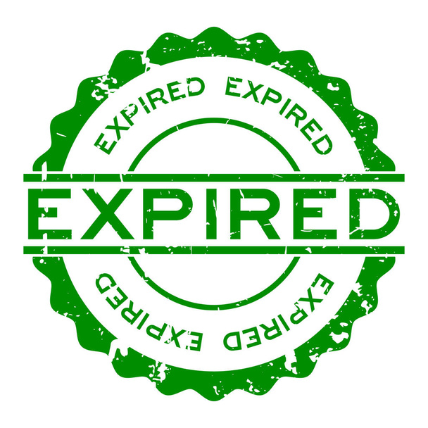 Grunge verde expirado palavra redonda selo de borracha no fundo branco
 - Vetor, Imagem