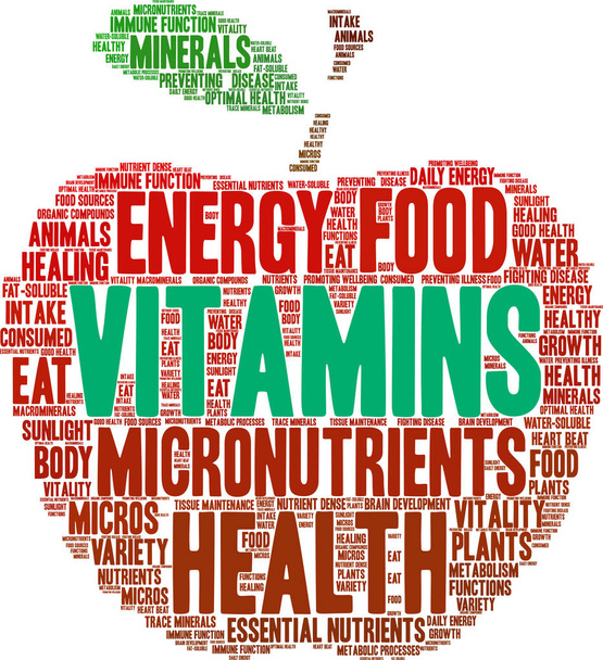 vitamines word cloud  - Vector, afbeelding