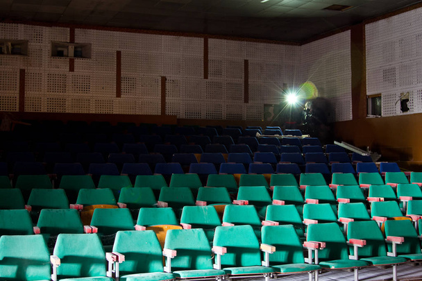 Abandoned auditorium of old soviet cinema and concert hall - Photo, Image