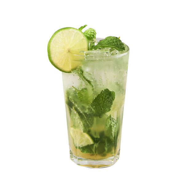Mojito cocktail, Classic cocktail, isolated on white background, with clipping path                                     - Photo, Image