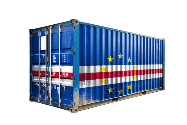  Käsitteen Kap Verde vienti-tuonti, konttien kuljetus ja kansallinen toimitus. Kap Verden kansallislipulla varustettu kuljetussäiliö, näkymä eteen
 - Valokuva, kuva
