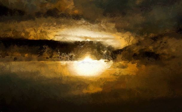  Abstrakcyjna ilustracja nieba. Wieczór zachód słońca. - Zdjęcie, obraz
