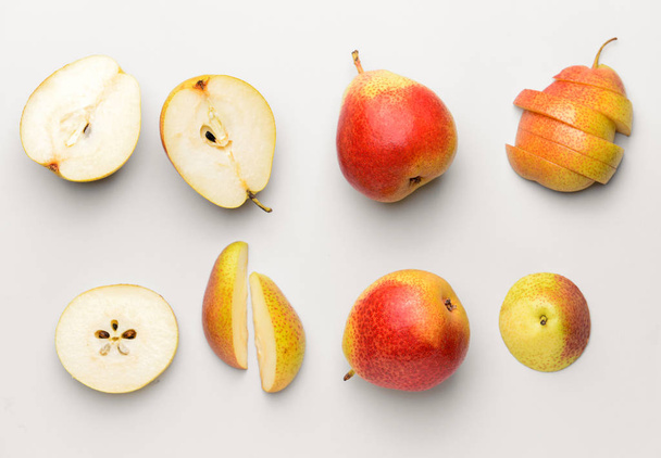 Sweet ripe pears on white background - Photo, Image