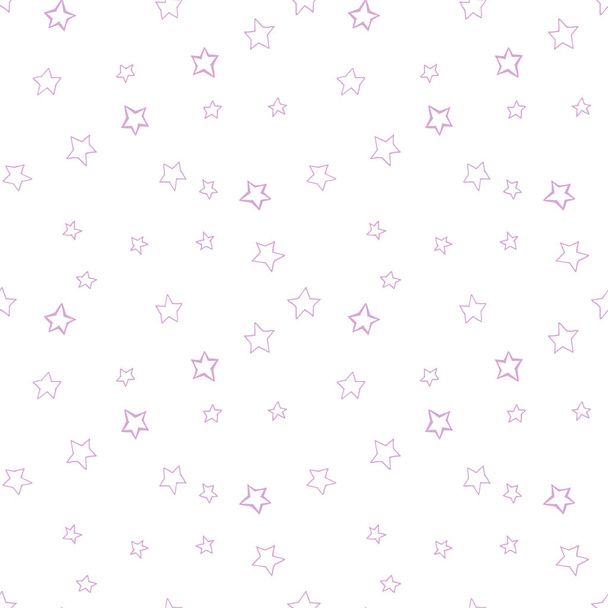 Cute seamless pattern with scattered stars. Repeated girly print. Blue, pink, white colors. Vector illustration. - Vektor, kép
