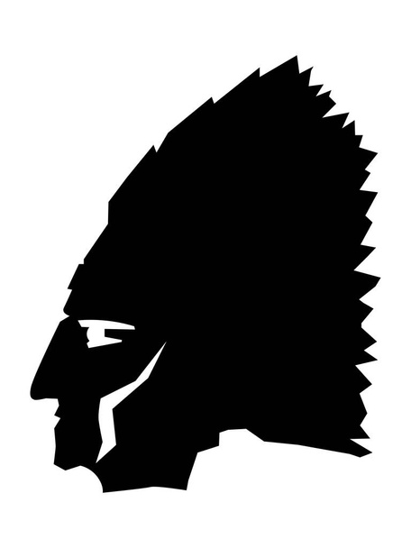 Silueta vectorial de cara de american nativo en perfil. Motivos
 - Vector, imagen