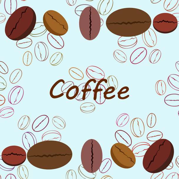 Coffee grains. Drinks menu for restaurant, vector background. - Vector, Imagen