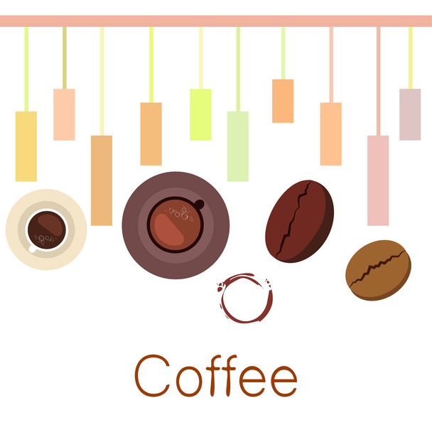 Koffie kopje, koffiegranen, Ontbijt concept. Drankenmenu voor Restaurant, Vector achtergrond. - Vector, afbeelding