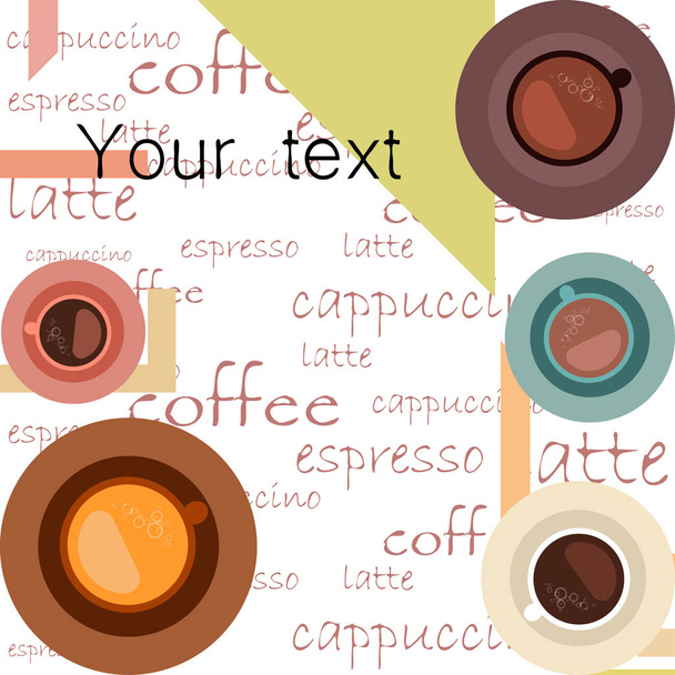 Tasse frischen Kaffee vorhanden. Vektorillustration. Dekoratives Design für Cafeteria, Banner, Karten. - Vektor, Bild
