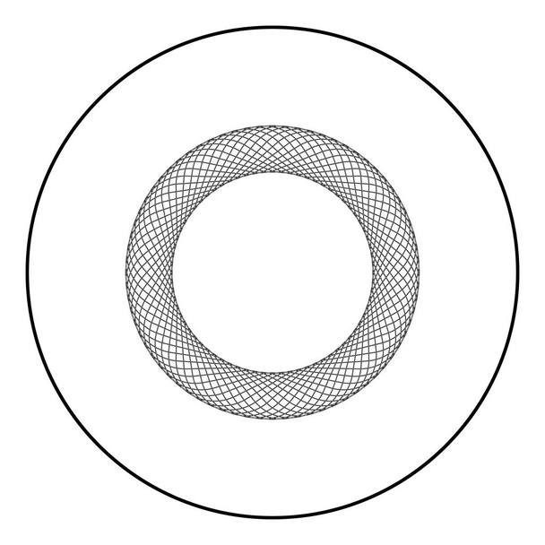 Spirograph στοιχείο κενό στο κέντρο αφηρημένο ομόκεντρο εικονίδιο σύμβολο σε κύκλο στρογγυλό περίγραμμα μαύρο χρώμα διάνυσμα εικόνα επίπεδη στυλ εικόνας - Διάνυσμα, εικόνα