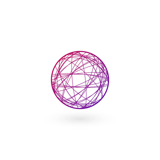 Clew Ball chaos lineaire logo sjabloon. Stock vector illustratie geïsoleerd op witte achtergrond - Vector, afbeelding