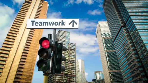 Street Sign the Way to Teamwork - Footage, Video