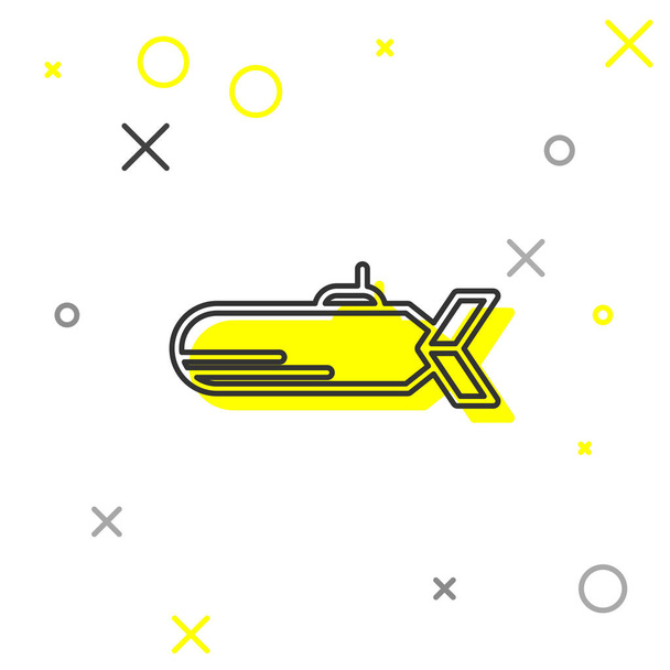 Šedá linie ikona ponorky izolovaná na bílém pozadí. Vojenská loď. Vektorová ilustrace - Vektor, obrázek