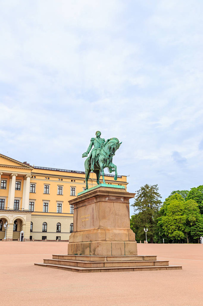 Oslo, Norway. Statue of King Karl Johan in Oslo - Photo, Image