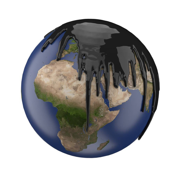 γη που καλύπτει με βενζίνη ή πετρέλαιο. εικονογράφηση 3D - Φωτογραφία, εικόνα