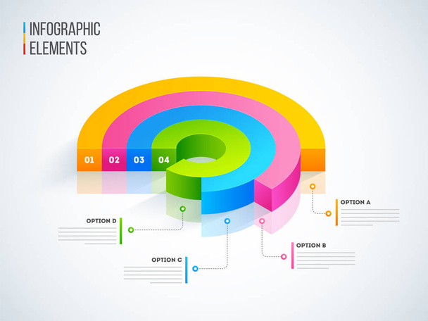3D colorful circle pie chart with numbers for your business pres - Vetor, Imagem