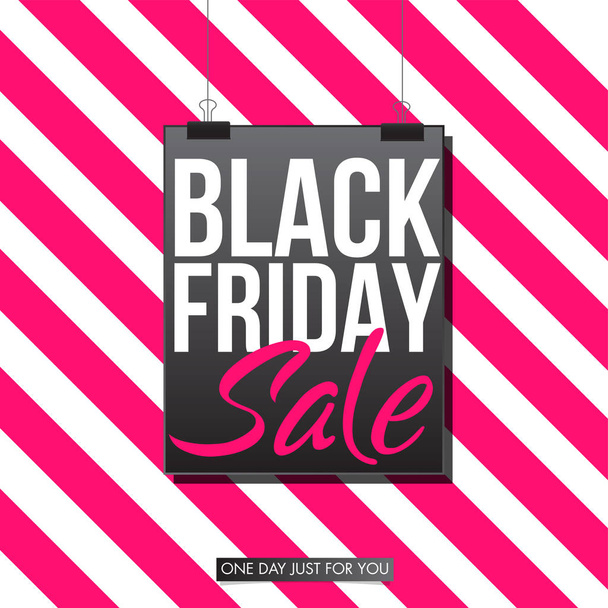 Black Friday Sale label hanging on striped background can be use - Vettoriali, immagini
