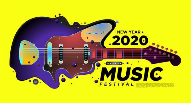 Müzik Festivali İllüstrasyon Tasarım 2020 Yeni Yıl Partisi ve Olay için. Vektör İllüstrasyon Kolaj Müzik Festivali Arka Plan ve Duvar Kağıdı - Vektör, Görsel