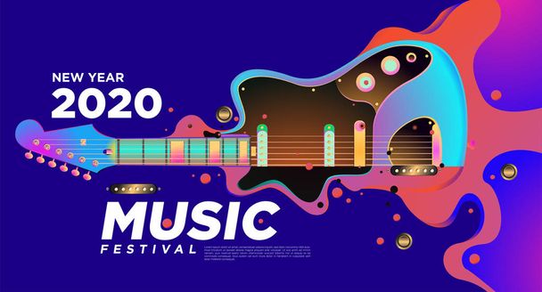 2020年新年会・イベントの音楽祭イラストデザイン音楽祭の背景と壁紙のベクトルイラストコラージュ - ベクター画像