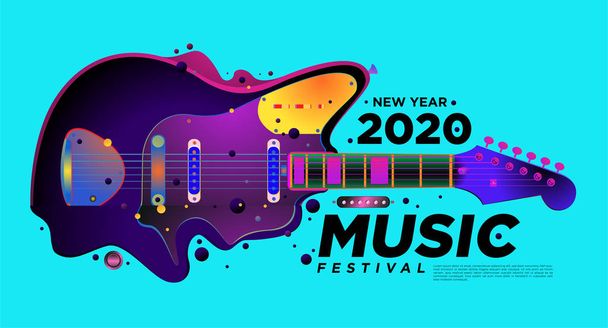 Music Festival Illustration Design for 2020 New Year Party and Event. Vector Illustration Collage of Music Festival Background and Wallpaper - Vector, Image