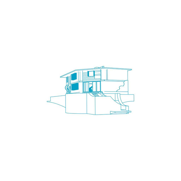 House building architecture concept illustration. Blueprint or Wire-frame style. modern architecture exterior. architecture abstract. - Vector, Image