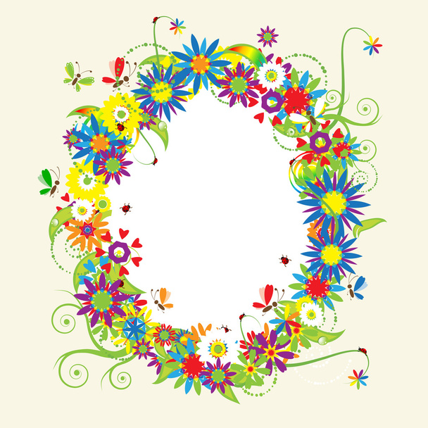 Floral frame, summer illustration - Vektor, obrázek