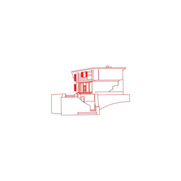 Haus Gebäude Architektur Konzept Illustration. Blaupause oder Drahtgestell-Stil. moderne Architektur außen. Architektur abstrakt. - Vektor, Bild