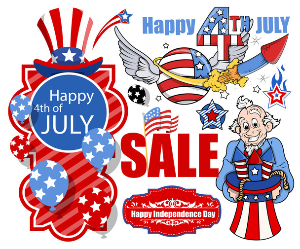 Happy 4th of july vector set banners and designs - Vector, Image