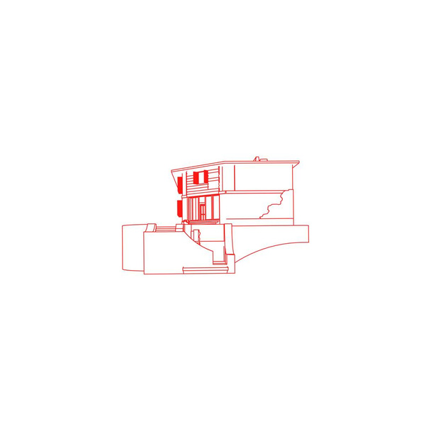 Casa edifício arquitetura conceito ilustração. Blueprint ou estilo Wire-frame. arquitetura moderna exterior. arquitetura abstrata
. - Vetor, Imagem