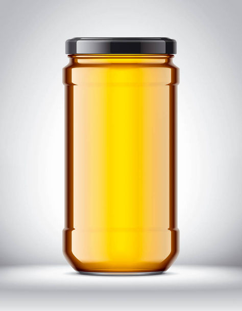 Glass Jar with Honey on Background.  - Foto, afbeelding