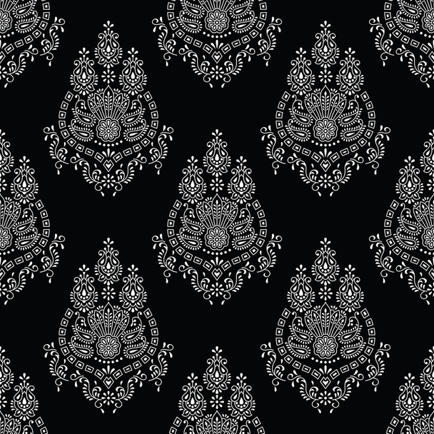 Bezszwowe czarno-białe Tapety Paisley - Wektor, obraz