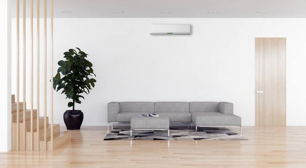 large luxury modern bright interiors with air conditioning illus - Foto, Imagem