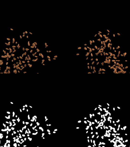 Illustration 3D d'un flux d'amandes avec couche alpha
 - Photo, image