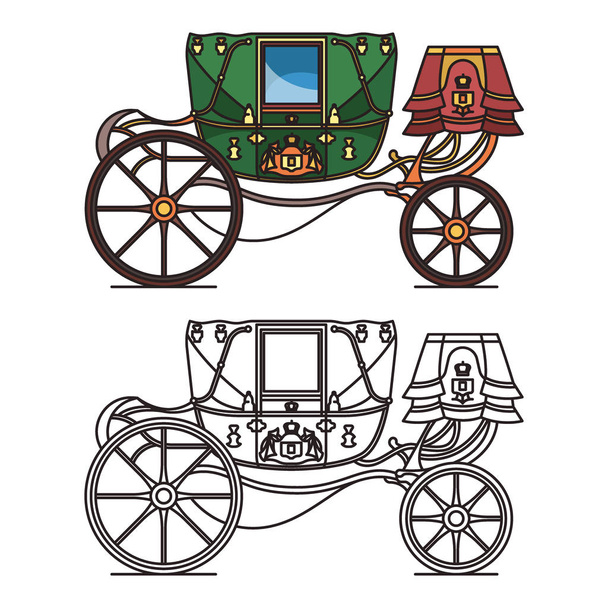 Retro buggy pro svatební nebo ročník královského vozu - Vektor, obrázek