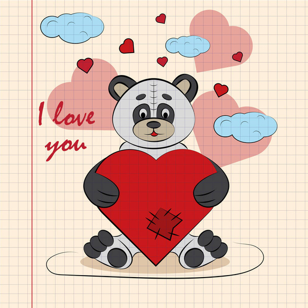 contorno colore bambini illustrazione piccolo panda abbracci cuore arguzia
 - Vettoriali, immagini