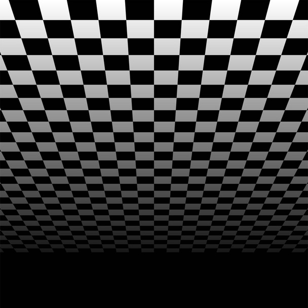 Quadro de xadrez, superfície de tabuleiro de xadrez a desaparecer no horizonte. Plano 3d
 - Vetor, Imagem