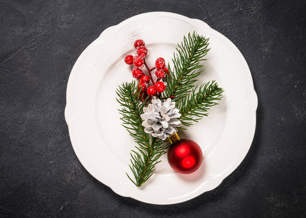 Christmas food background on black table. - Photo, image