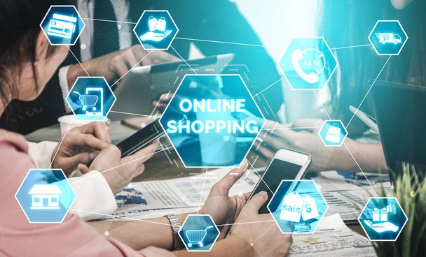 Shopping online and Internet money technolog - Fotografie, Obrázek