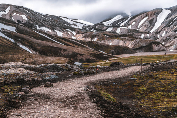 Road to Landmanalaugar on highlands of Iceland. - Fotoğraf, Görsel