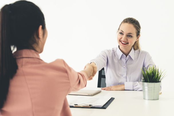 Two young business women meeting for interview. - Photo, Image