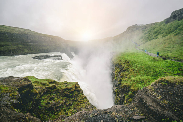 Krajina vodopádu Gullfoss na Islandu. - Fotografie, Obrázek