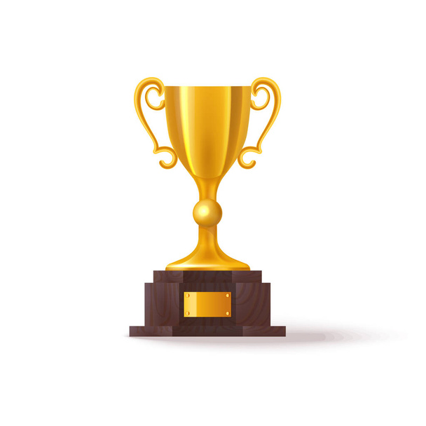 3d soccer trophy or realistic golden football cup - Vector, Image