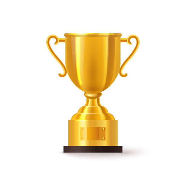 3d or realistic golden trophy or cup. Bowl, goblet - ベクター画像